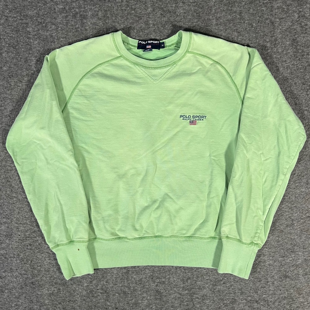 Vintage 90s Polo Sport Ralph Lauren Crewneck Sweatshirt Mint Pastel Green Medium